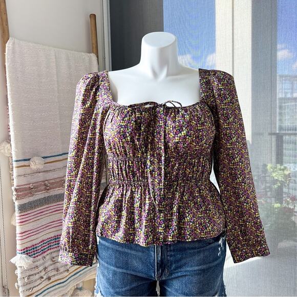 J. Crew Tops - J. Crew Liberty Fabric Busy Izzy Print Cinched-Waist Long Balloon Sleeves Top 10